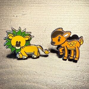 Set of Two Mini Cute Animals Pins Disney Simba and Bambi 2010